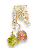 Collar Largi Flores Rosa y Verde