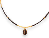 Collar Acero Piedra Natural Virgen Milagrosa