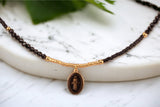 Collar Acero Piedra Natural Virgen Milagrosa
